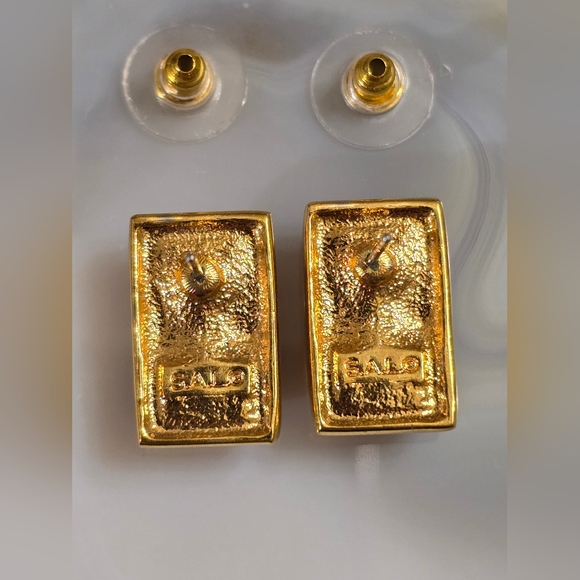 Swarovski Pink Double Emerald Cut Post Back Vintage Earrings - Picture 4 of 11